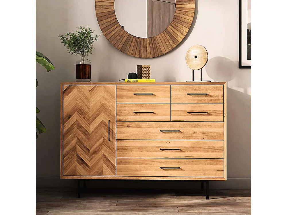 Sideboard aus Wildeiche Massivholz Vierfußgestell aus Metall