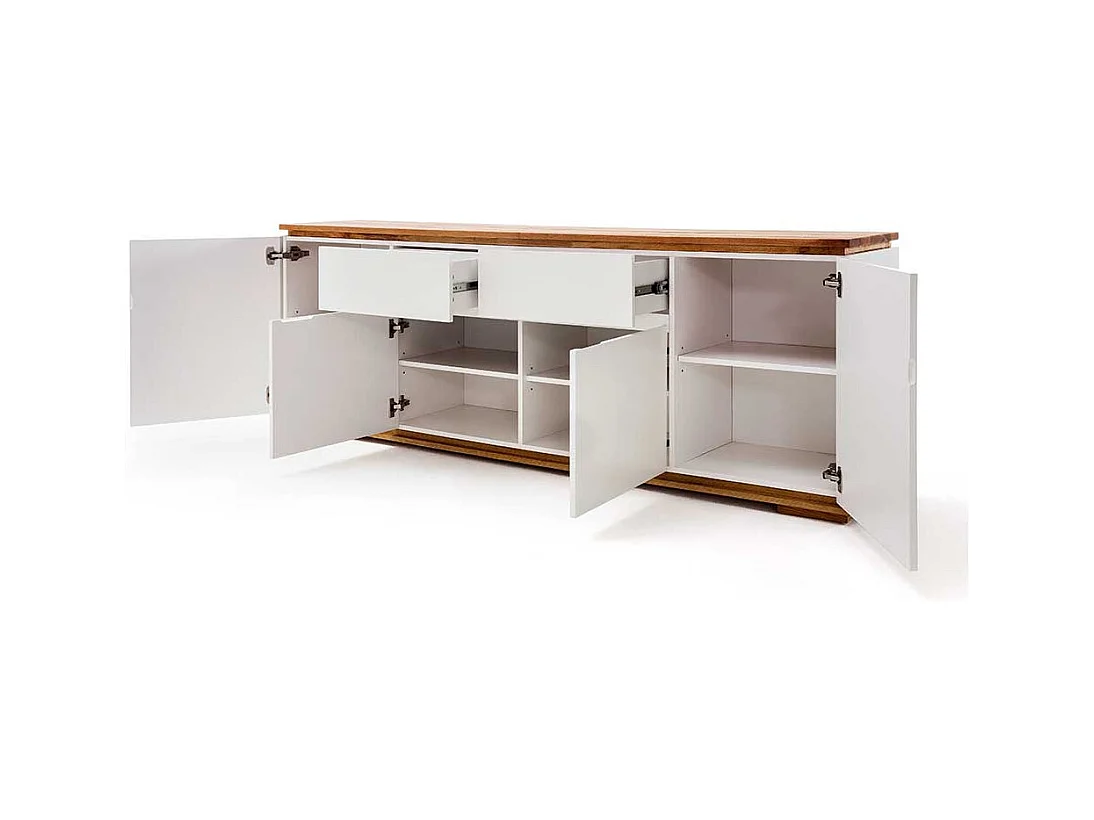 Griffloses Sideboard in Weiß Asteiche Massivholz