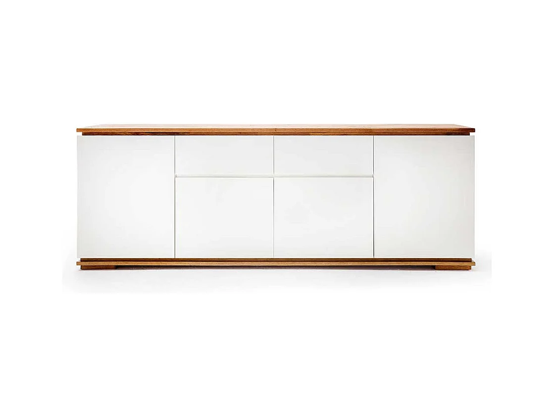 Griffloses Sideboard in Weiß Asteiche Massivholz
