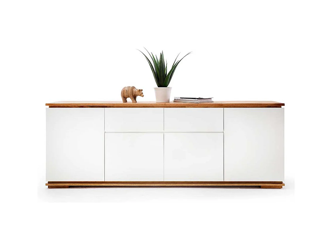 Griffloses Sideboard in Weiß Asteiche Massivholz