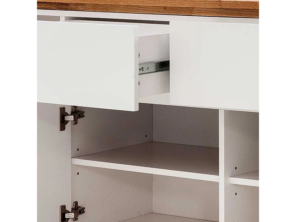 Griffloses Sideboard in Weiß Asteiche Massivholz