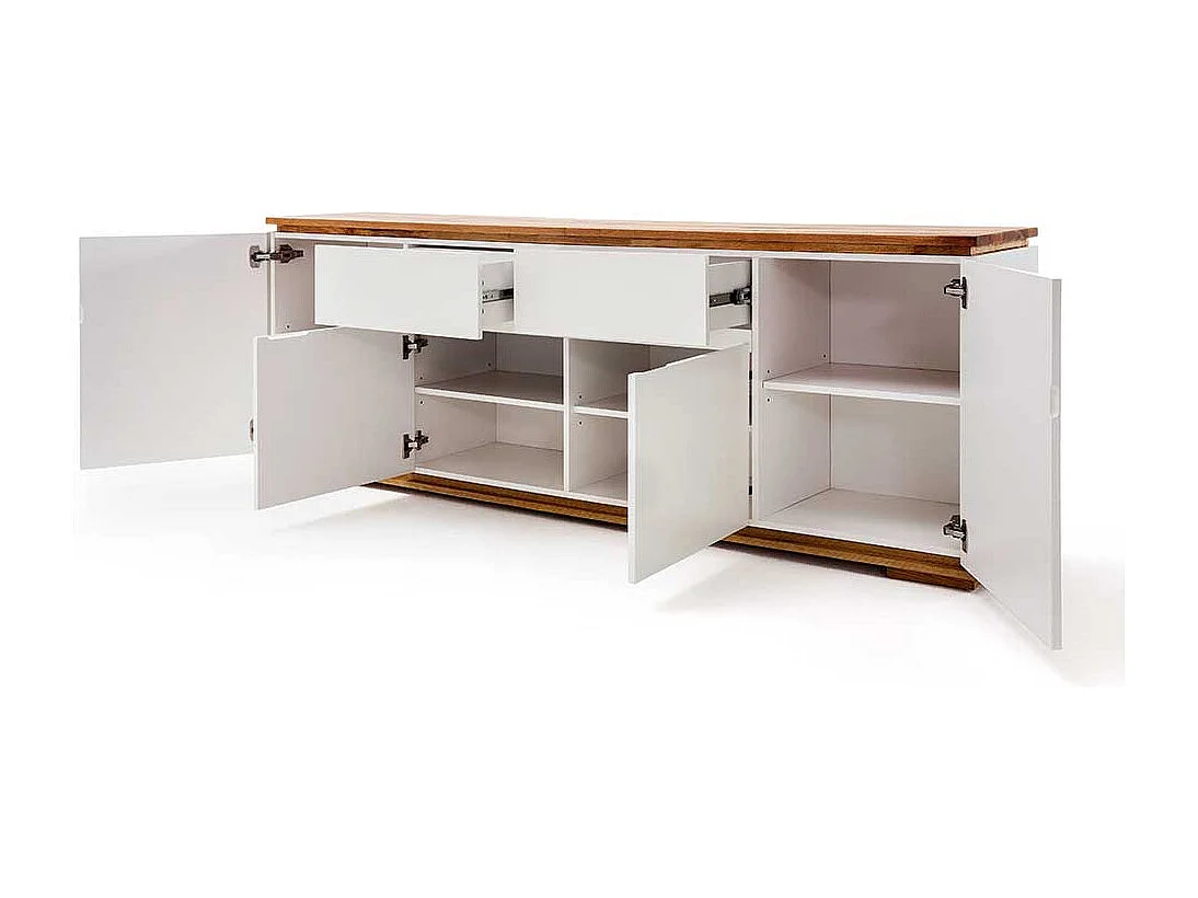 Griffloses Sideboard in Weiß Asteiche Massivholz