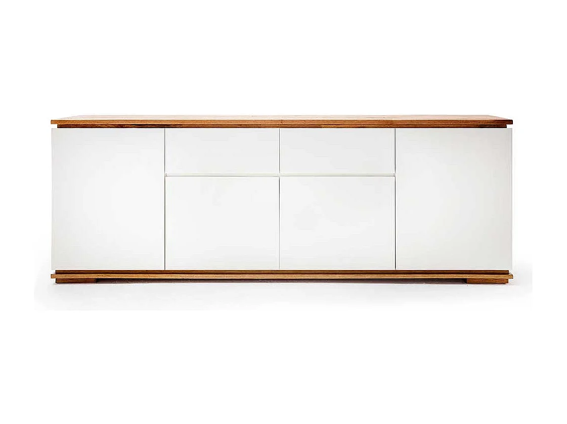 Griffloses Sideboard in Weiß Asteiche Massivholz