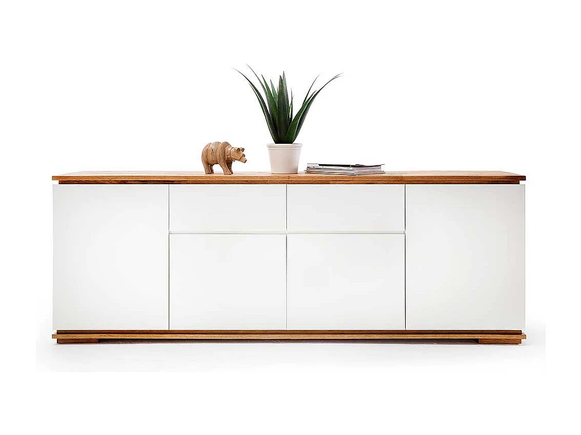Griffloses Sideboard in Weiß Asteiche Massivholz