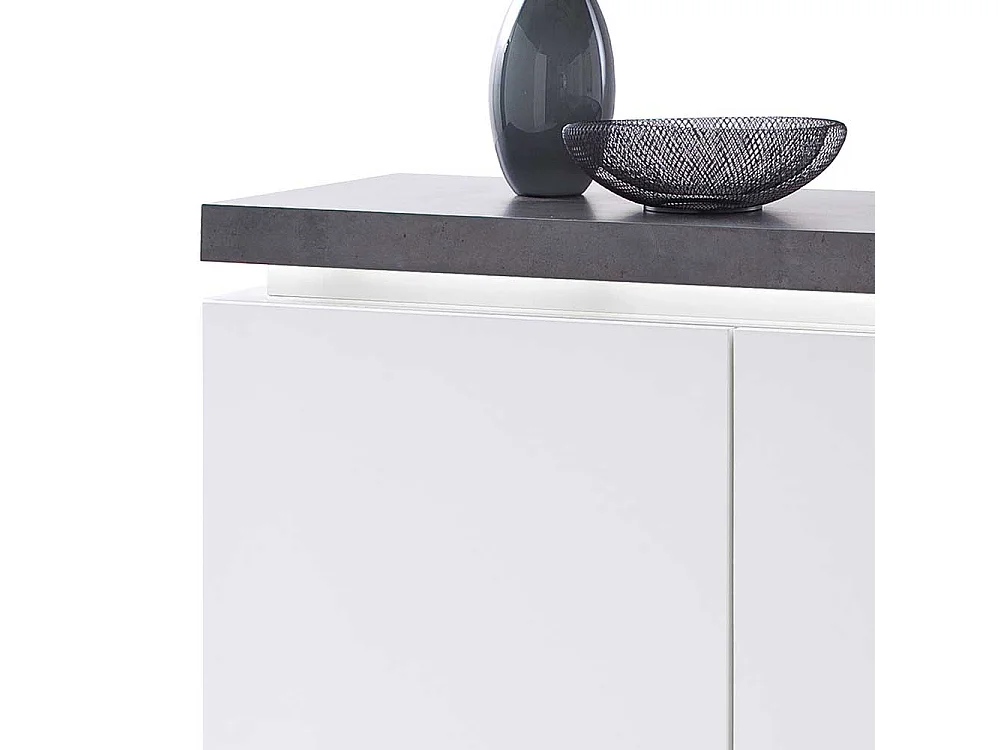 Türenkommode in Weiß Beton Grau LED Beleuchtung