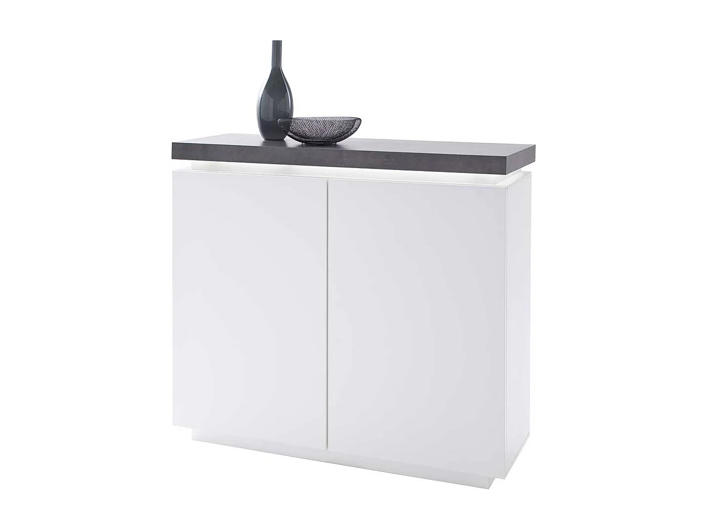 Türenkommode in Weiß Beton Grau LED Beleuchtung