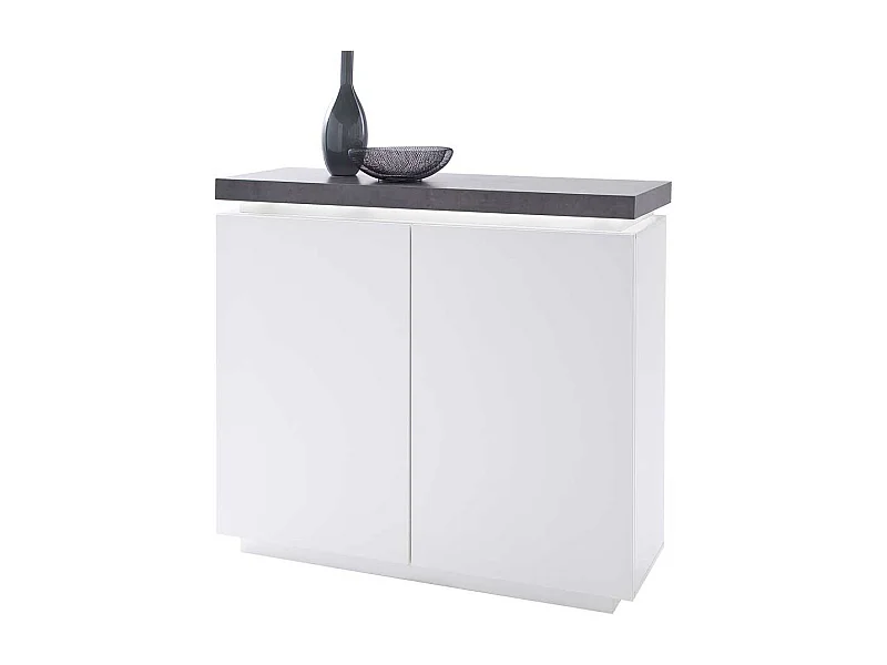 Türenkommode in Weiß Beton Grau LED Beleuchtung