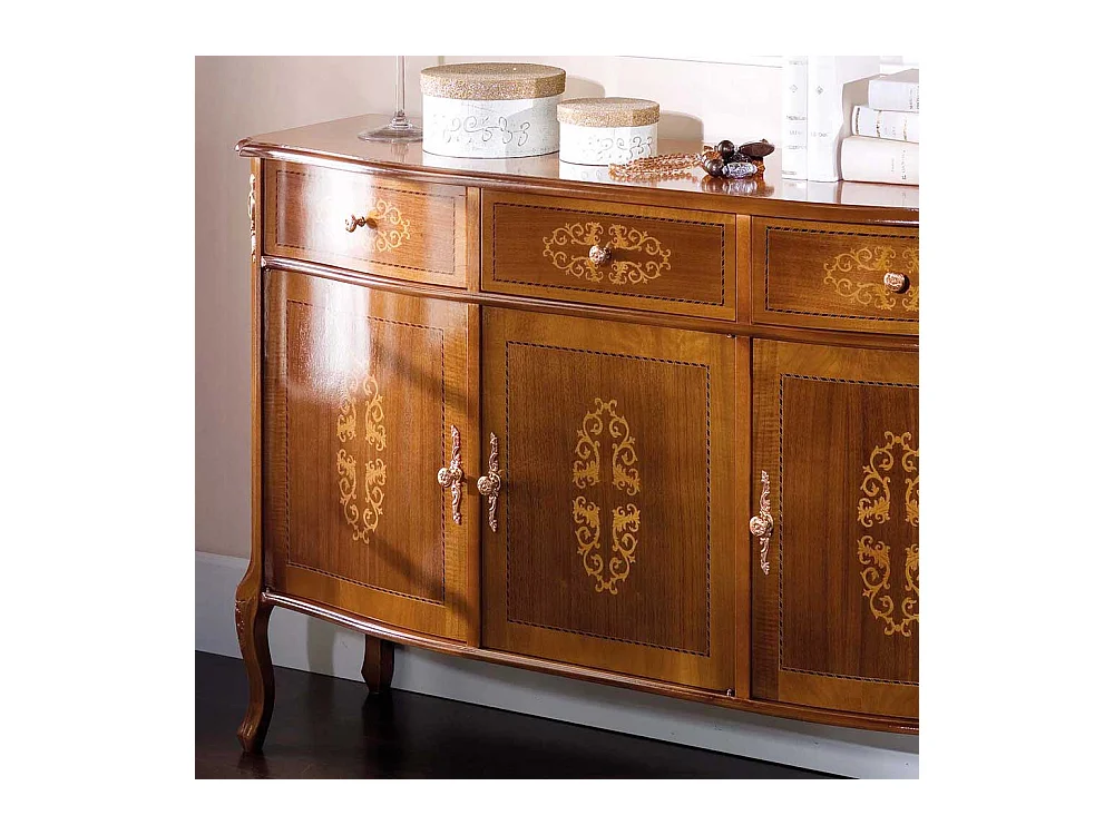 Barock Sideboard mit Nussbaum furniert 130 cm