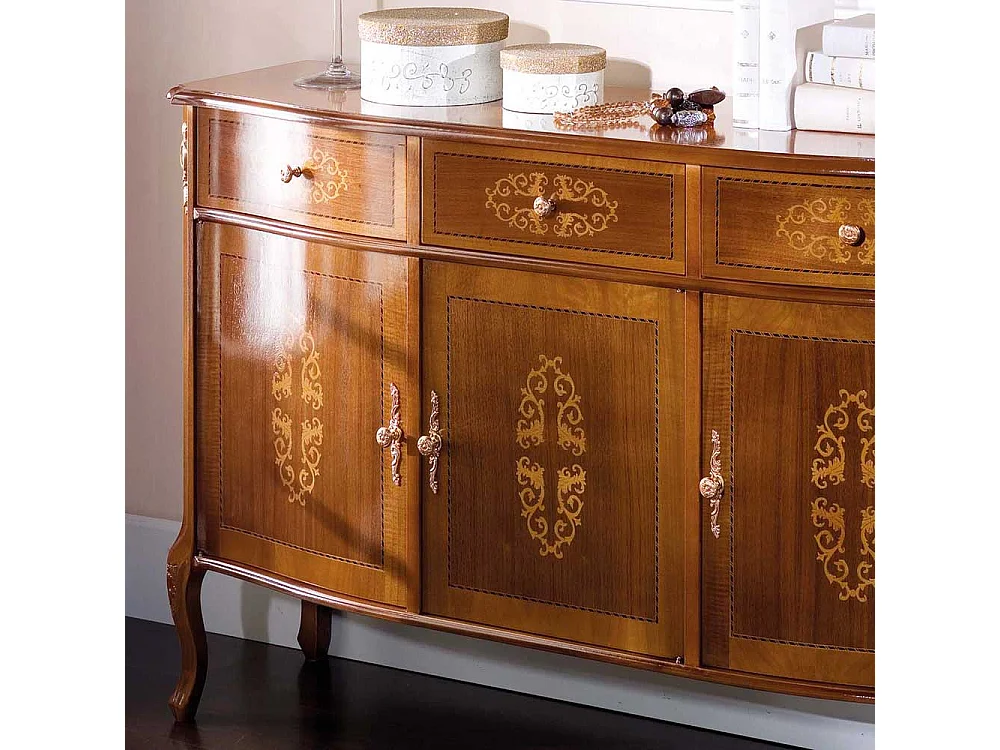 Barock Sideboard mit Nussbaum furniert 130 cm