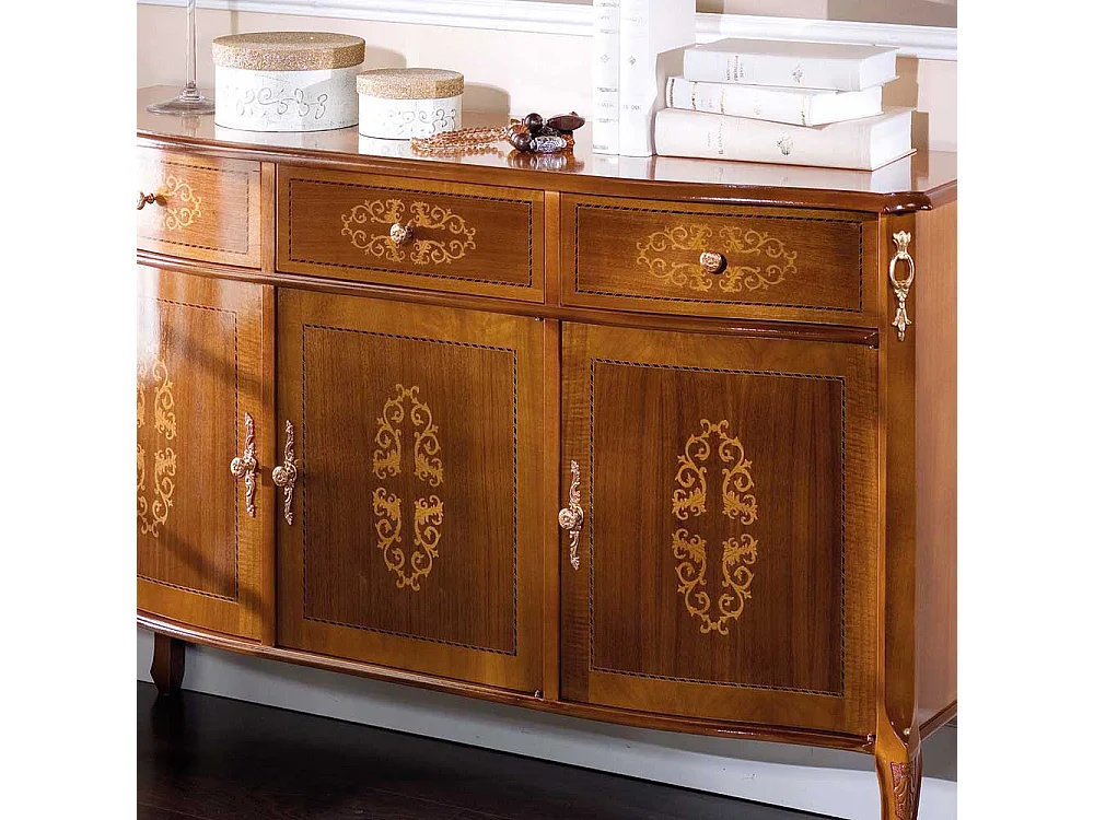 Barock Sideboard mit Nussbaum furniert 130 cm