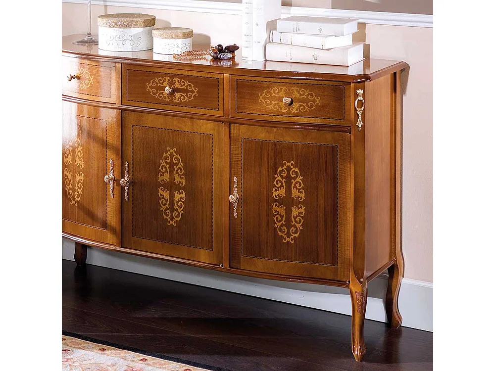 Barock Sideboard mit Nussbaum furniert 130 cm