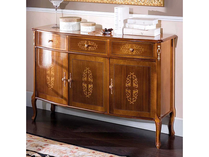 Barock Sideboard mit Nussbaum furniert 130 cm