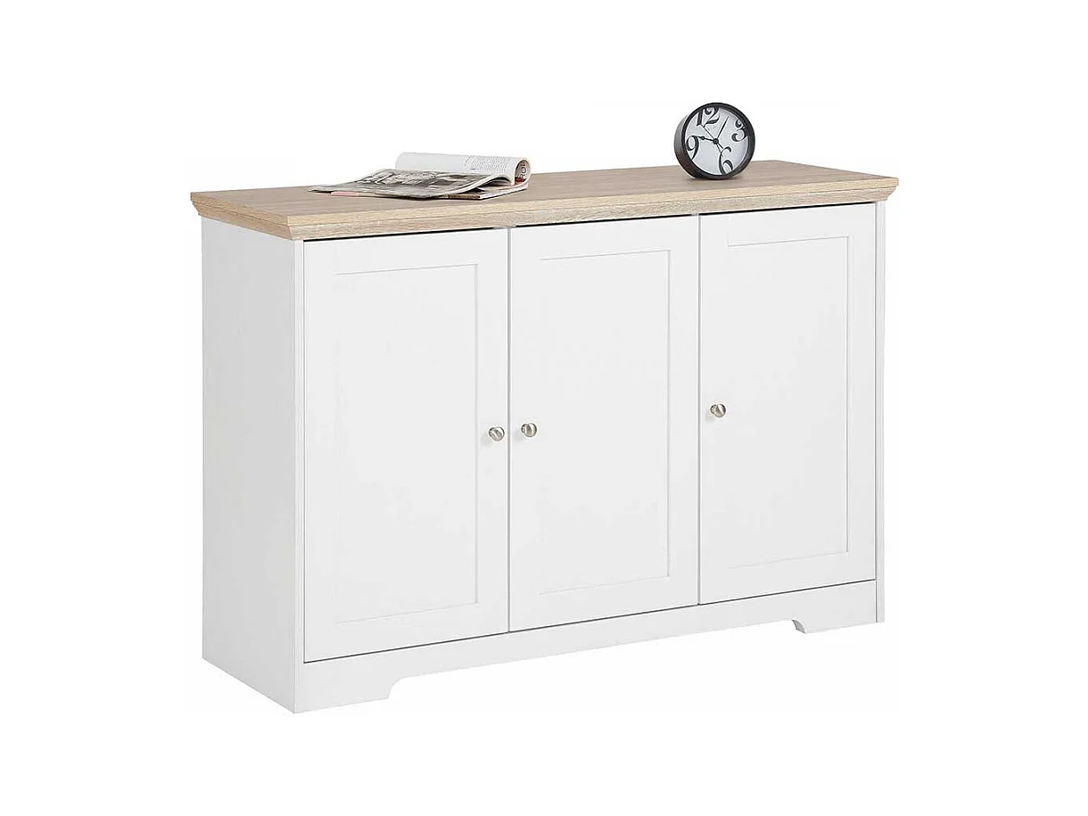 Anrichte in Weiß und Eiche Optik 120 cm breit