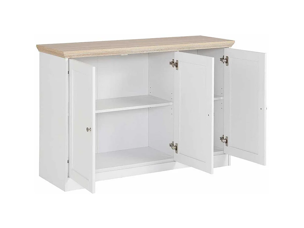 Anrichte in Weiß und Eiche Optik 120 cm breit