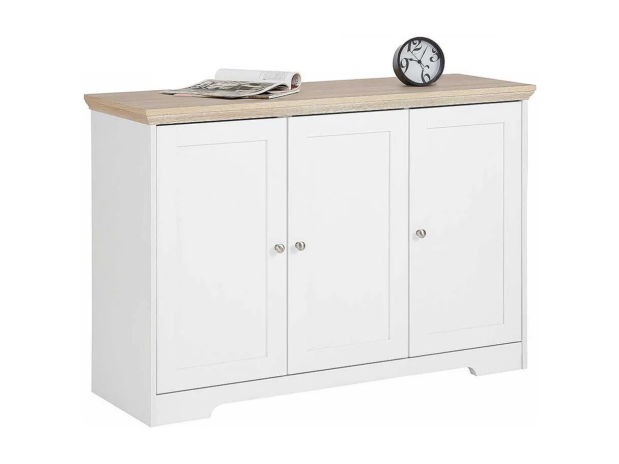 Anrichte in Weiß und Eiche Optik 120 cm breit