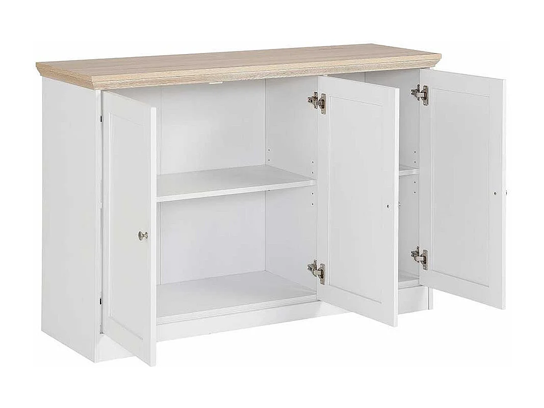 Anrichte in Weiß und Eiche Optik 120 cm breit