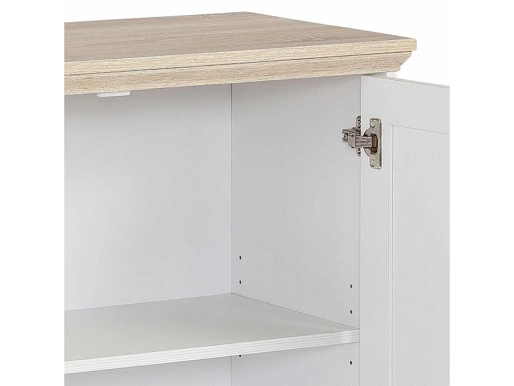 Anrichte in Weiß und Eiche Optik 120 cm breit