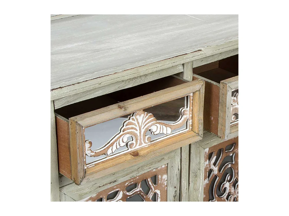 Shabby Chic Sideboard in Graubraun drei Schubladen und Türen