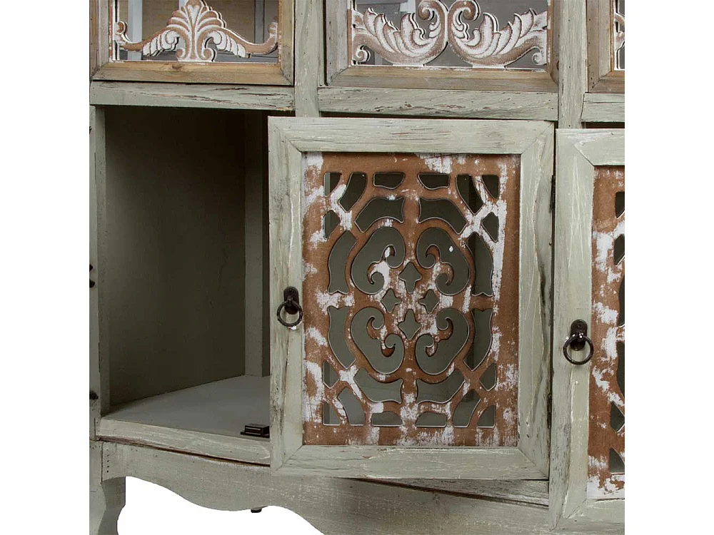 Shabby Chic Sideboard in Graubraun drei Schubladen und Türen