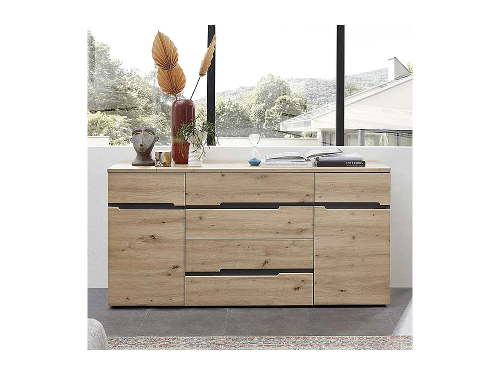 Sideboard mit Schubladen und Drehtüren Wildeichefarben