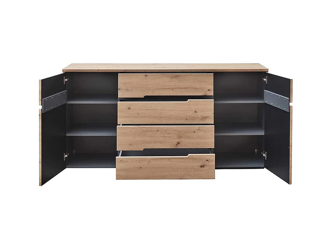 Sideboard mit Schubladen und Drehtüren Wildeichefarben