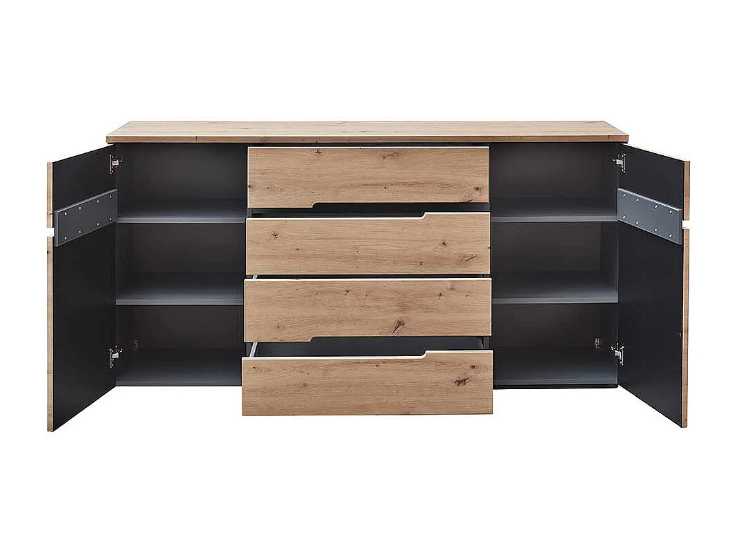 Sideboard mit Schubladen und Drehtüren Wildeichefarben