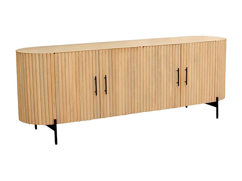 Sideboard Holzkommode in Mangoholz Naturfarben 4 türig
