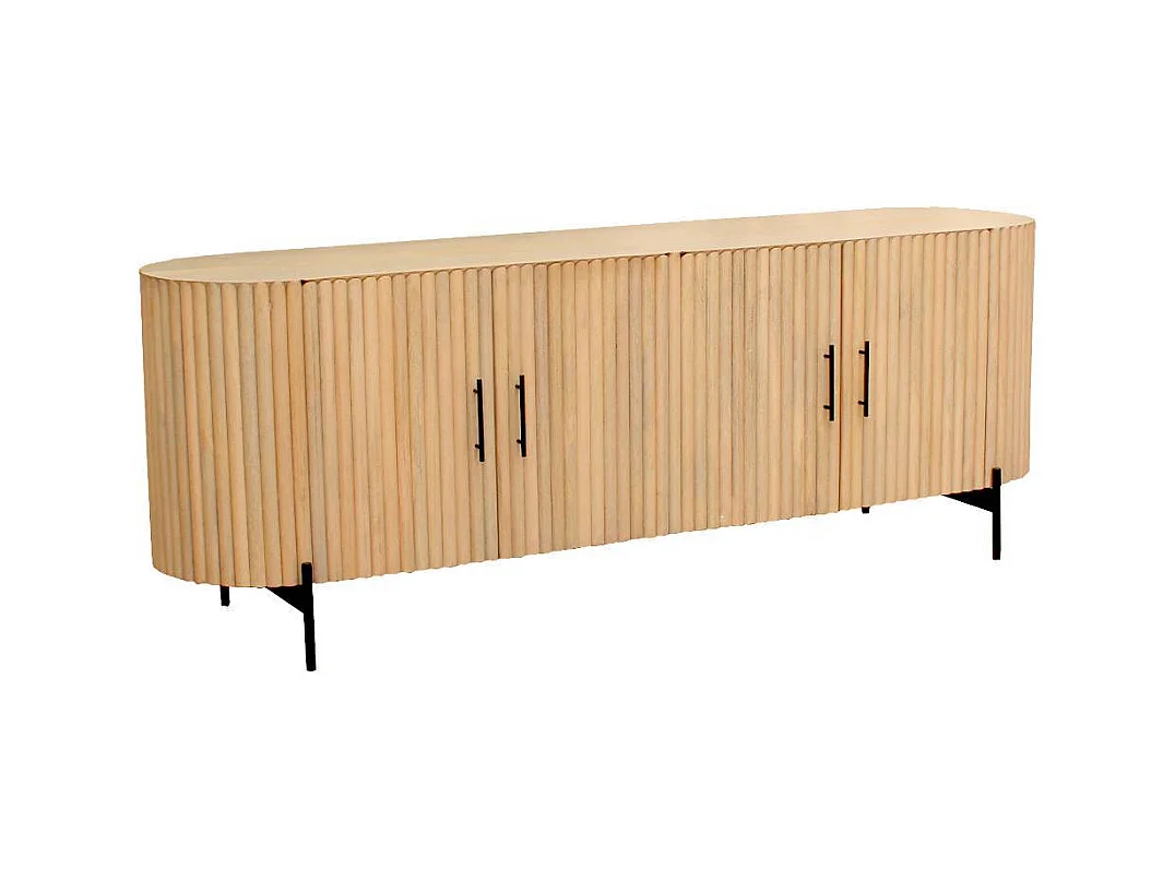 Sideboard Holzkommode in Mangoholz Naturfarben 4 türig