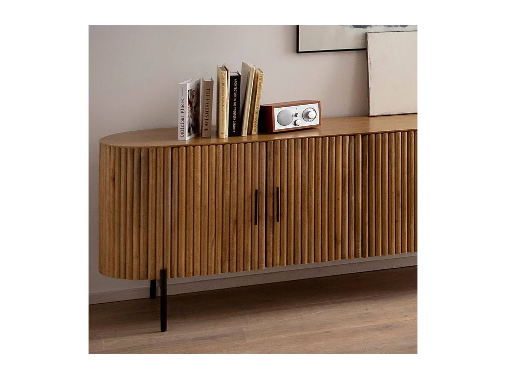 Sideboard Holzkommode in Mangoholz Naturfarben 4 türig