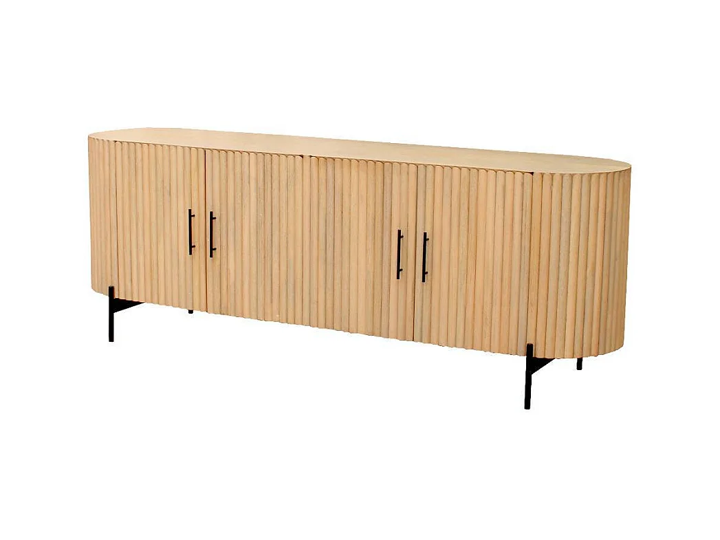 Sideboard Holzkommode in Mangoholz Naturfarben 4 türig