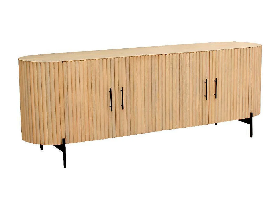 Sideboard Holzkommode in Mangoholz Naturfarben 4 türig