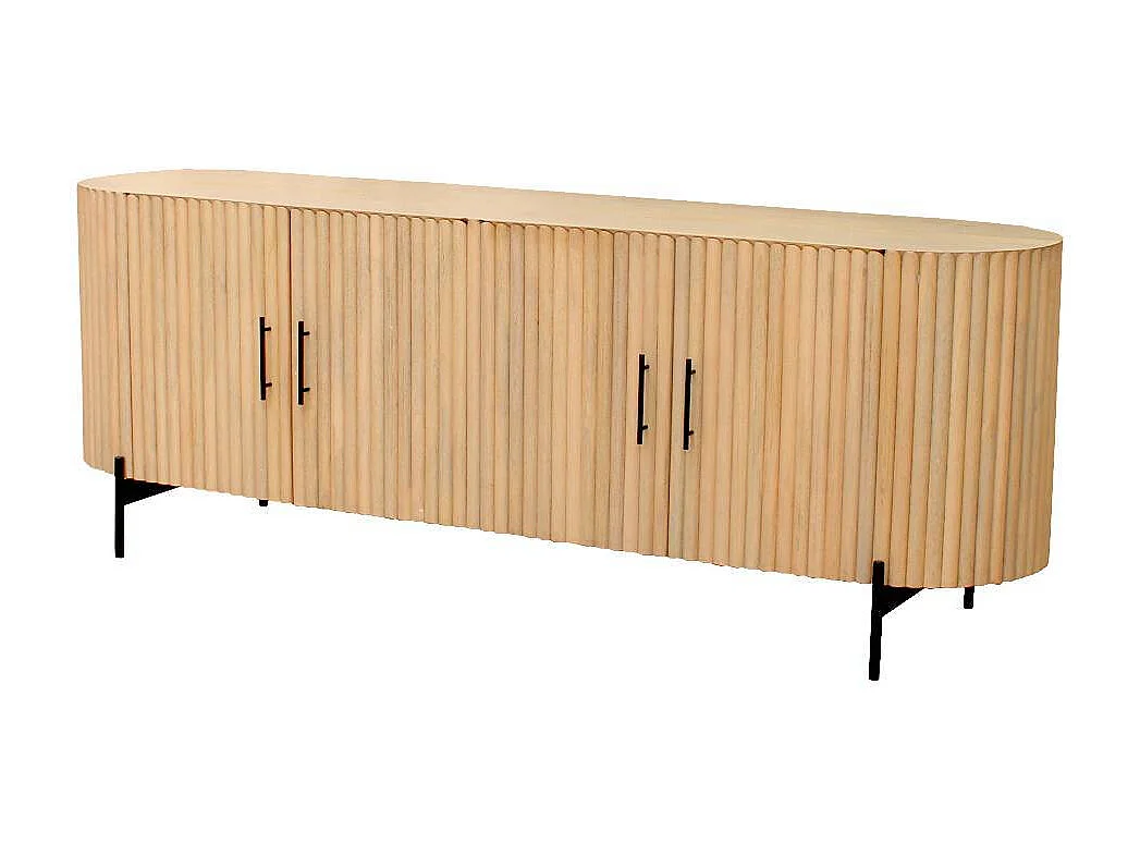 Sideboard Holzkommode in Mangoholz Naturfarben 4 türig