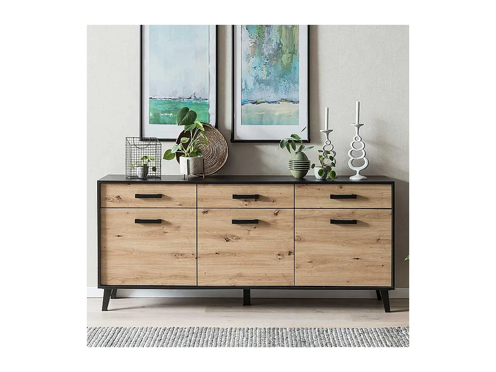 Gro�es Sideboard in Wildeichefarben Schwarz