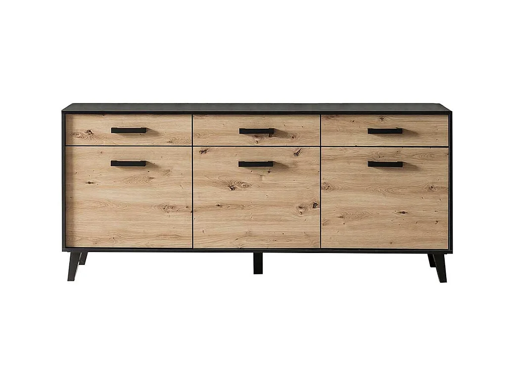 Gro�es Sideboard in Wildeichefarben Schwarz