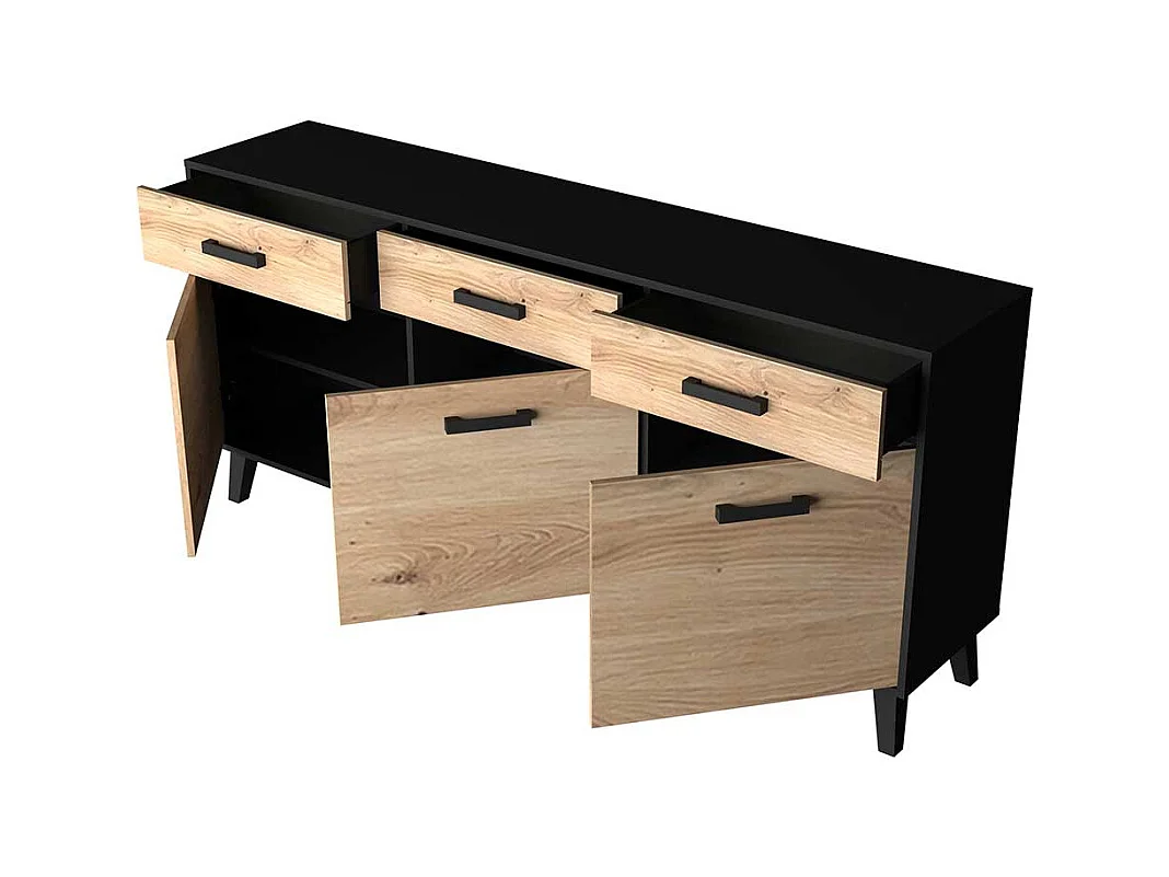 Gro�es Sideboard in Wildeichefarben Schwarz