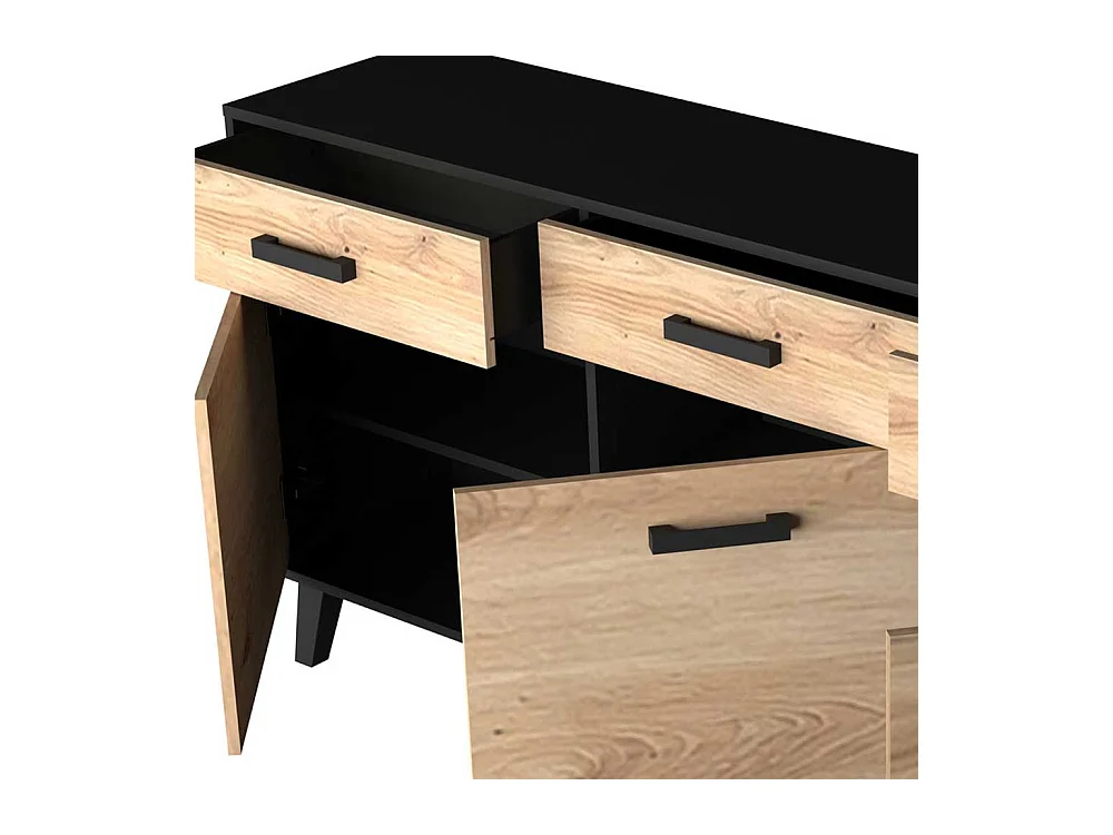 Gro�es Sideboard in Wildeichefarben Schwarz
