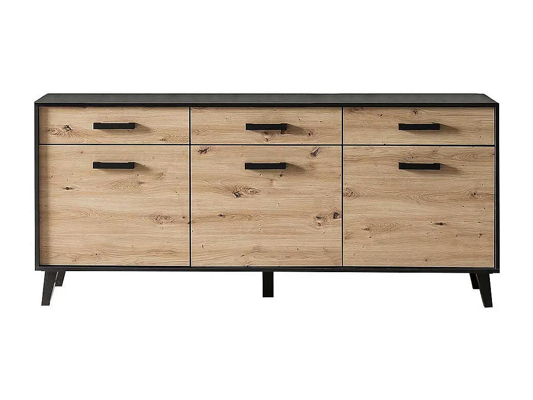 Gro�es Sideboard in Wildeichefarben Schwarz