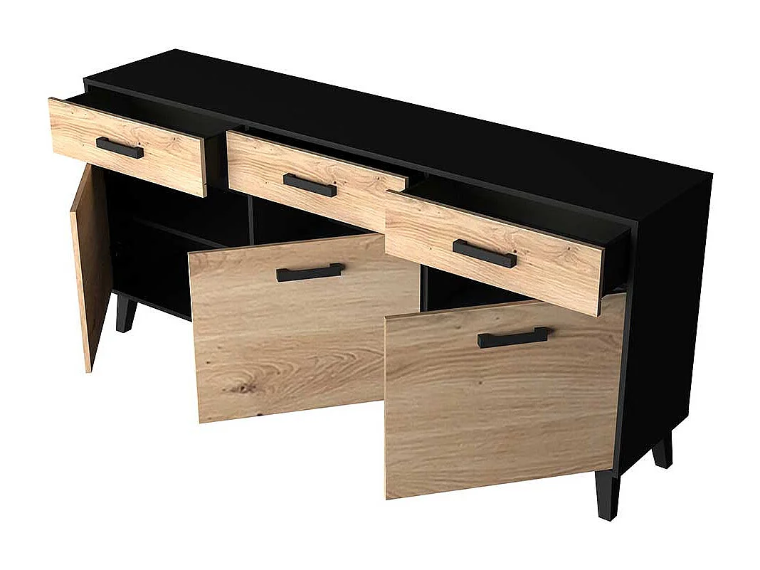 Gro�es Sideboard in Wildeichefarben Schwarz
