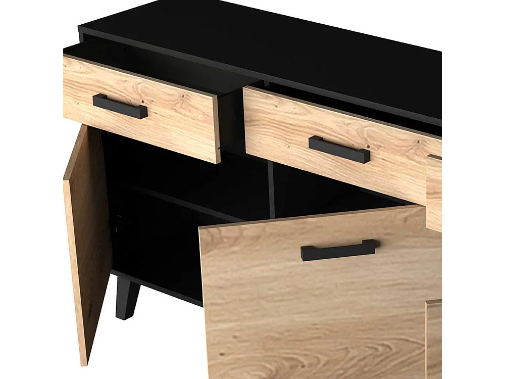 Gro�es Sideboard in Wildeichefarben Schwarz