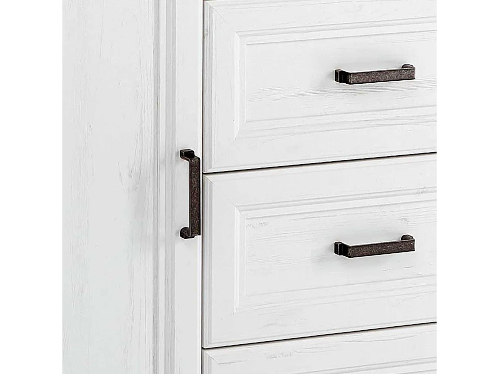 Esszimmersideboard in Weiß und Eichefarben Landhausstil