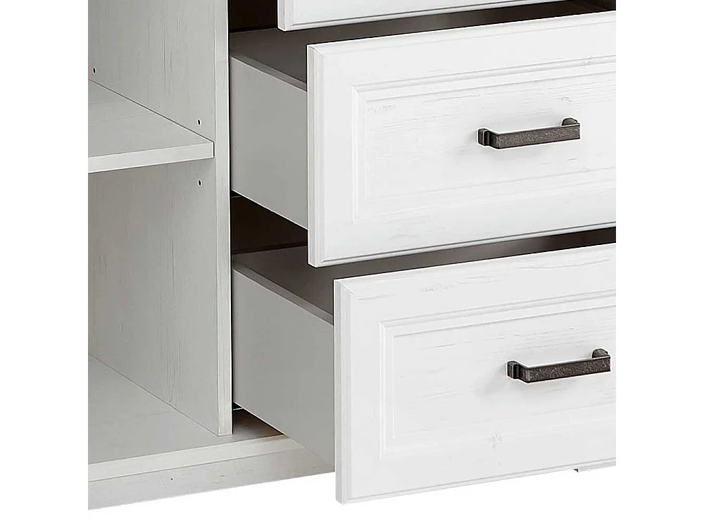 Esszimmersideboard in Weiß und Eichefarben Landhausstil