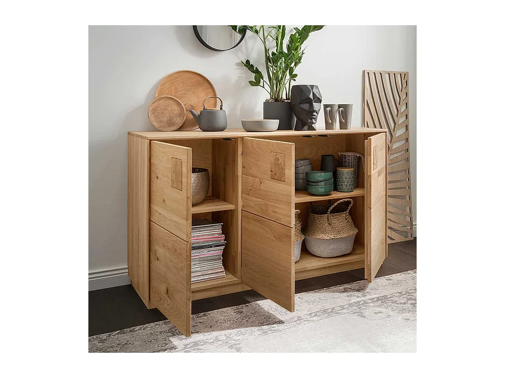 Wildeiche massiv Sideboard montiert in modernem Design 80 cm hoch