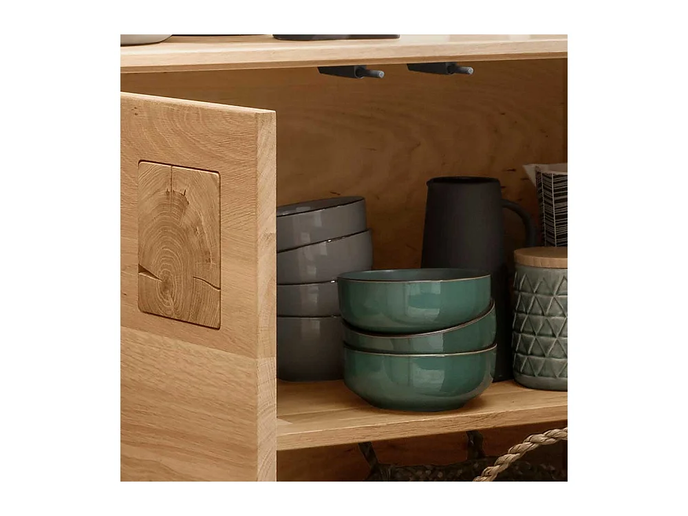 Wildeiche massiv Sideboard montiert in modernem Design 80 cm hoch