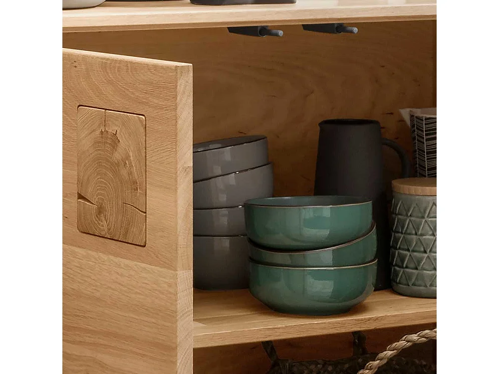 Wildeiche massiv Sideboard montiert in modernem Design 80 cm hoch