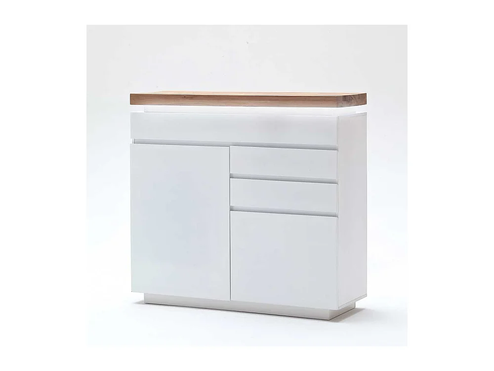 Sideboard in Weiß mit Wildeiche Massivholz