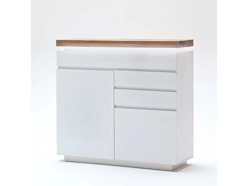 Sideboard in Weiß mit Wildeiche Massivholz