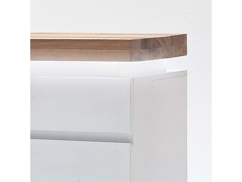 Sideboard in Weiß mit Wildeiche Massivholz