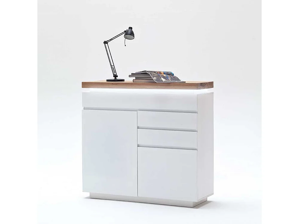 Sideboard in Weiß mit Wildeiche Massivholz