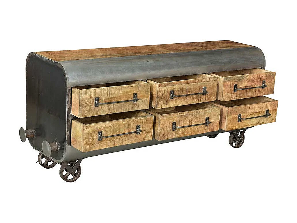 Esszimmersideboard im Industry und Loft Stil sechs Schubladen