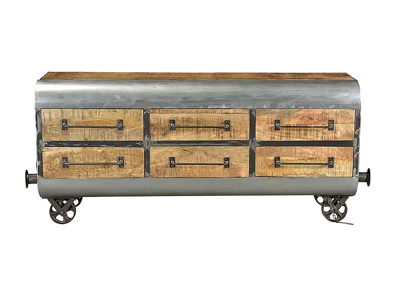 Esszimmersideboard im Industry und Loft Stil sechs Schubladen